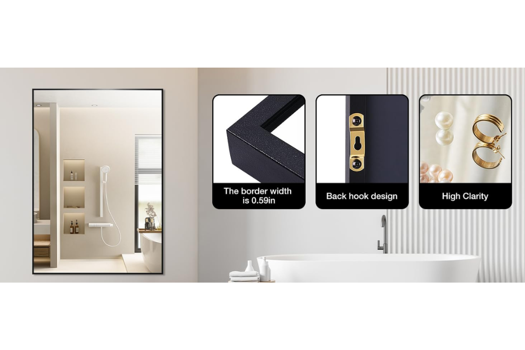 Rectangular Black Vanity Wall Mirror