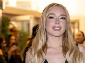 Lindsay Lohan bold dress