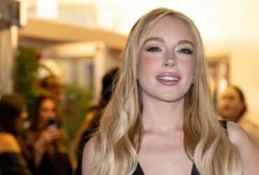 Lindsay Lohan bold dress