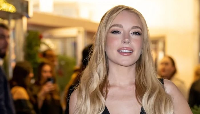 Lindsay Lohan bold dress