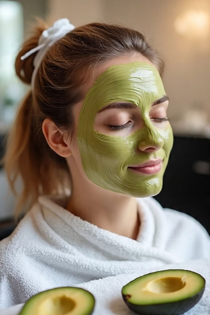 avacado mask on skin
