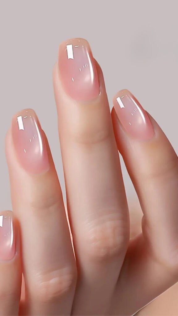 jelly pink glass nails