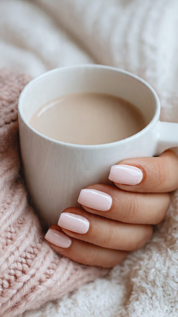 milky pink nails