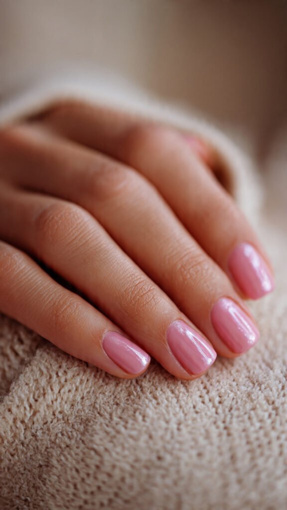 mixed finish pink nails