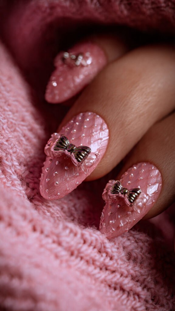 pink 3d gel nails