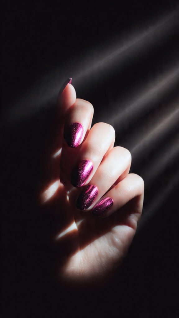pink cat eye nails