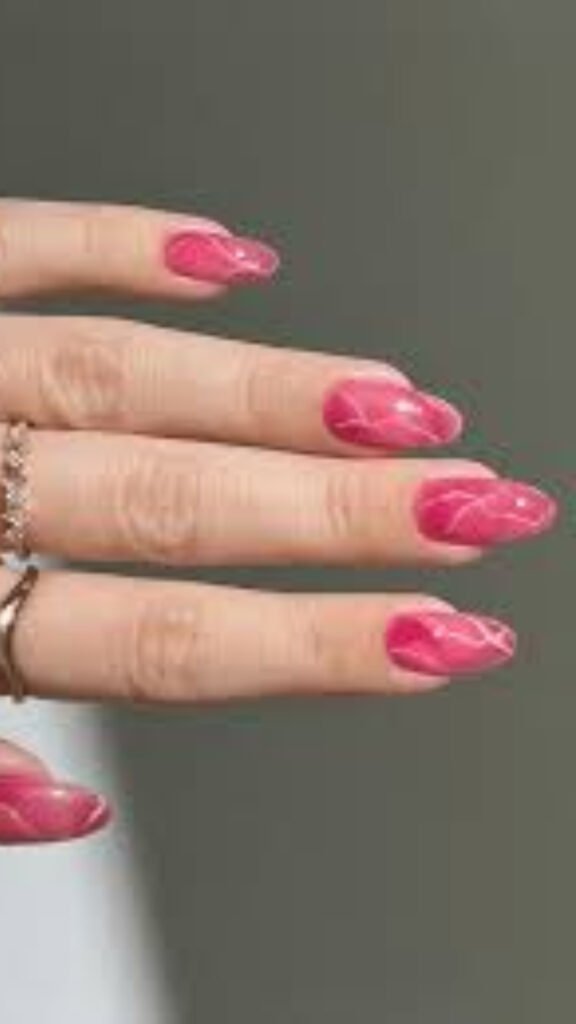 pink confetti glitter nails