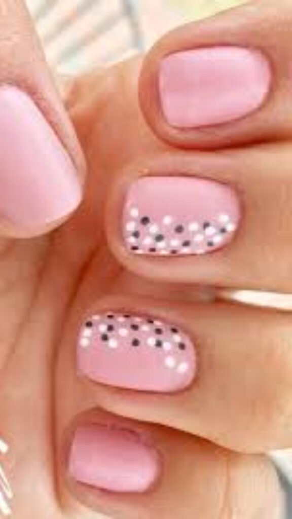 pink dot nail art