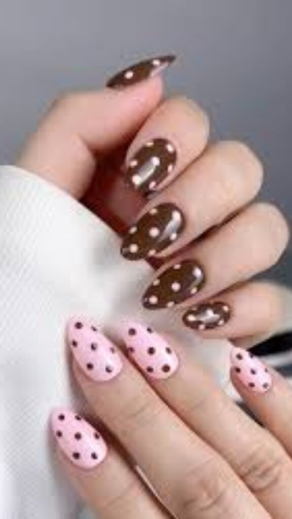 pink dot nail art