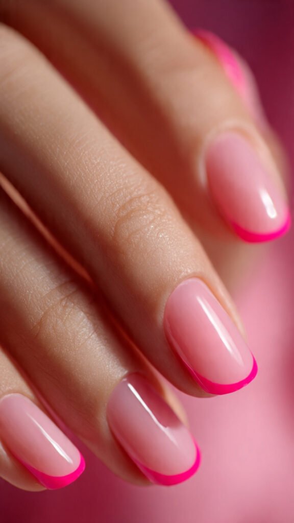 pink french tip nails