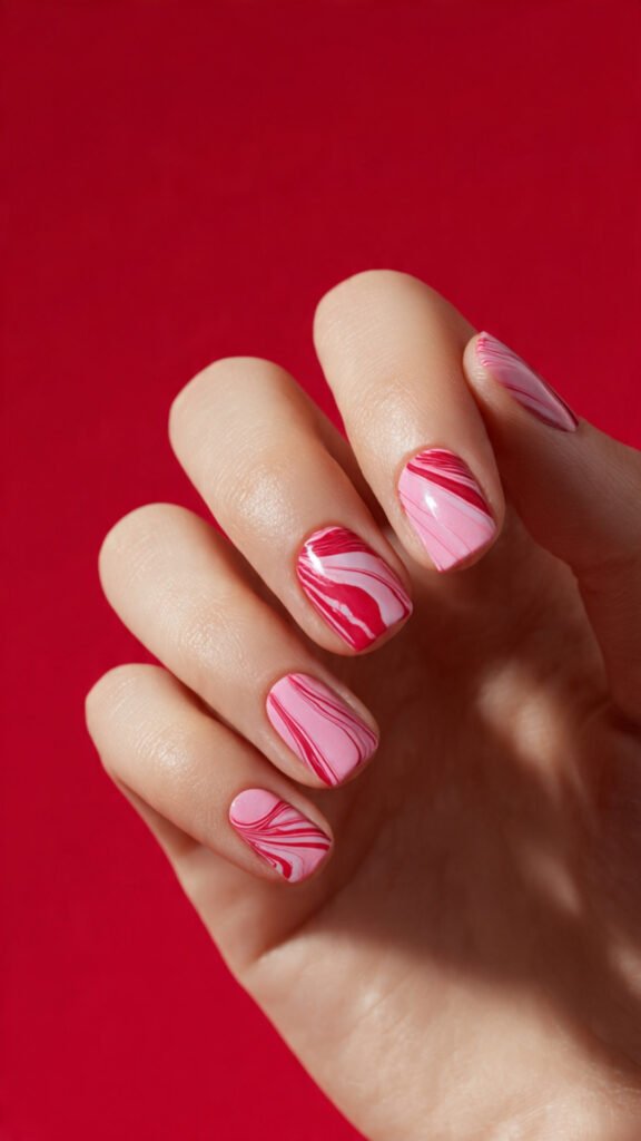 pink red combo nails
