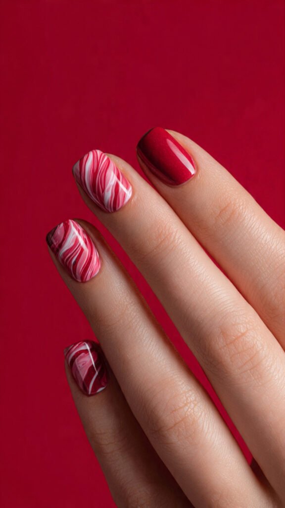 pink red combo nails