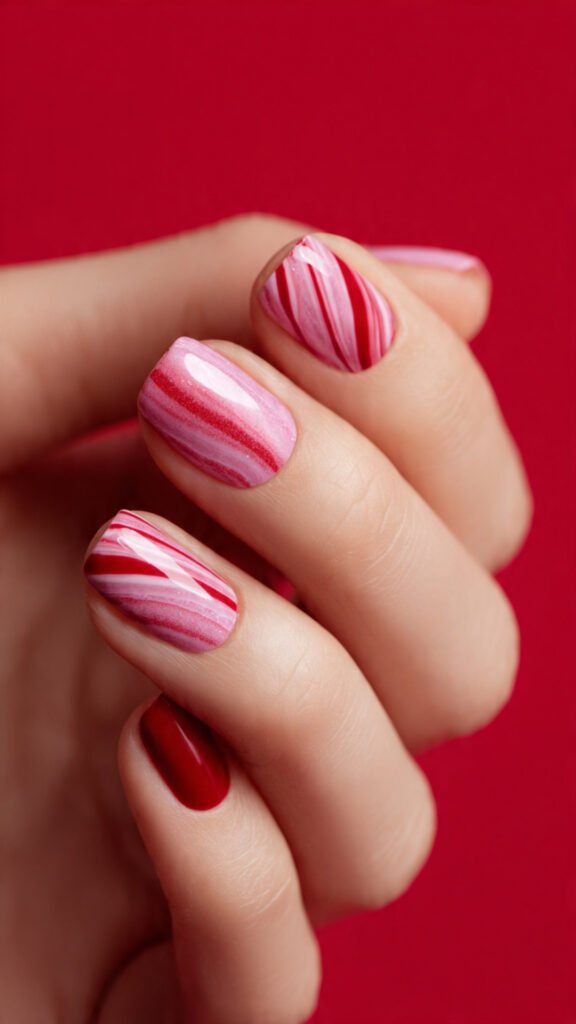 pink red combo nails