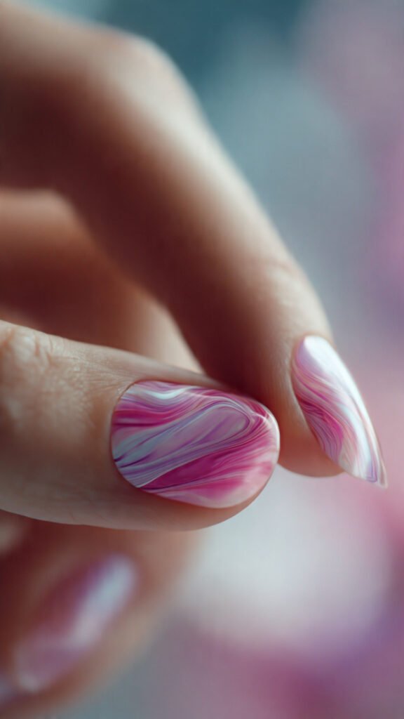 pink swirl gradient nails