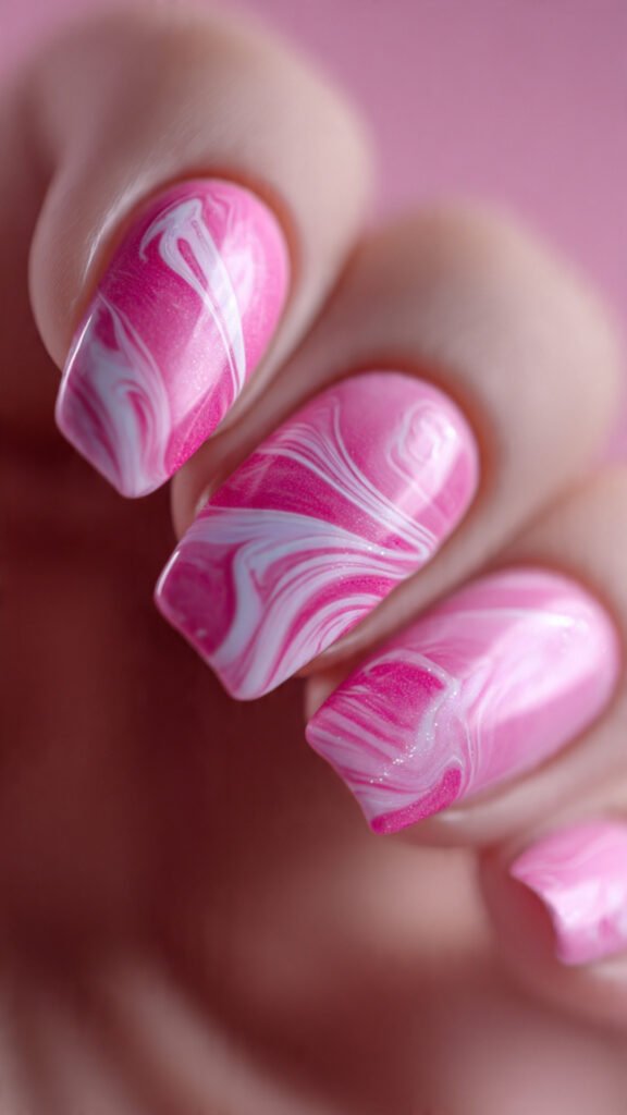 pink swirl gradient nails
