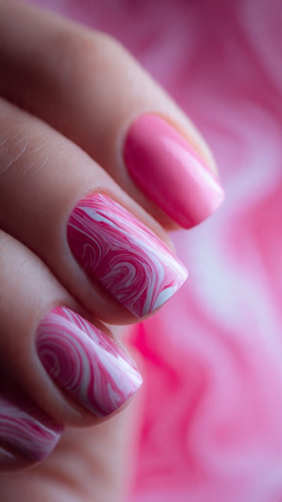 pink swirl gradient nails